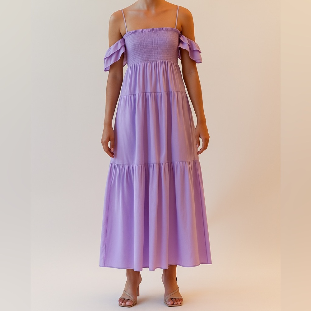 Emin & Paul Lavender Ruffle Strap Maxi Dress